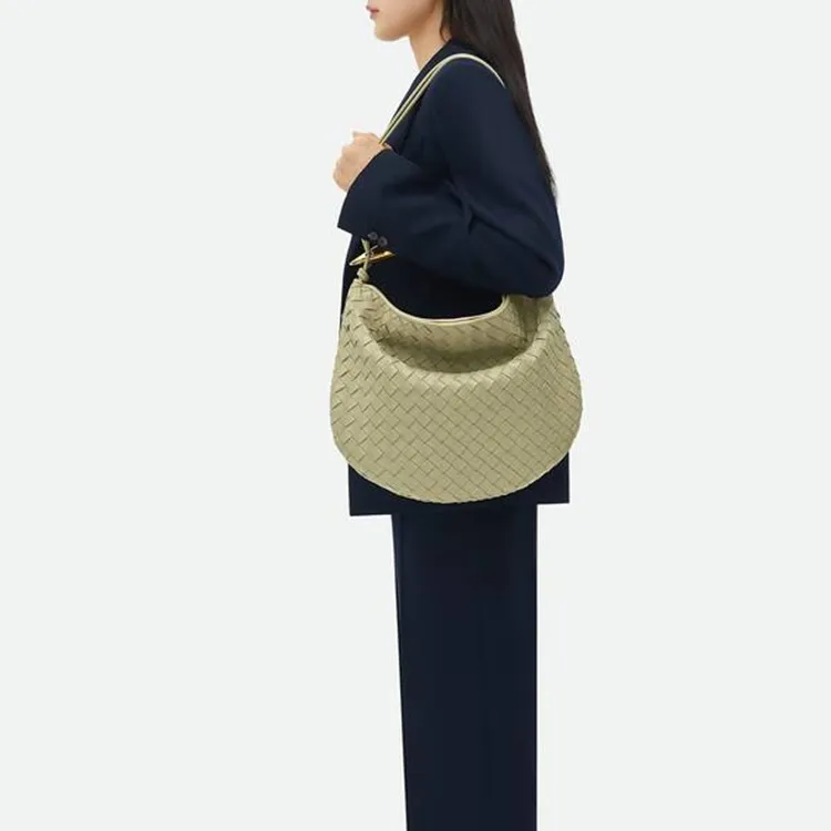 Bottega Veneta SARDINE Sheepskin Handbag Medium Size Women's Stone Gray White-5