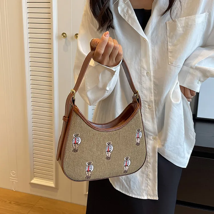 PINK·LAND PU Baguette Bag Shoulder Bags Regular Women's Ecru/Khaki-7