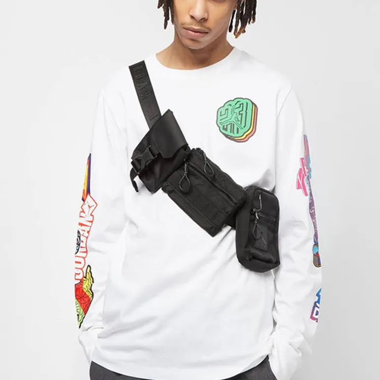 Jordan Nylon One Shoulder Crossbody Fanny Pack Regular Unisex Jet Black-4