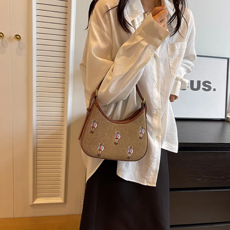 PINK·LAND PU Baguette Bag Shoulder Bags Regular Women's Ecru/Khaki-8