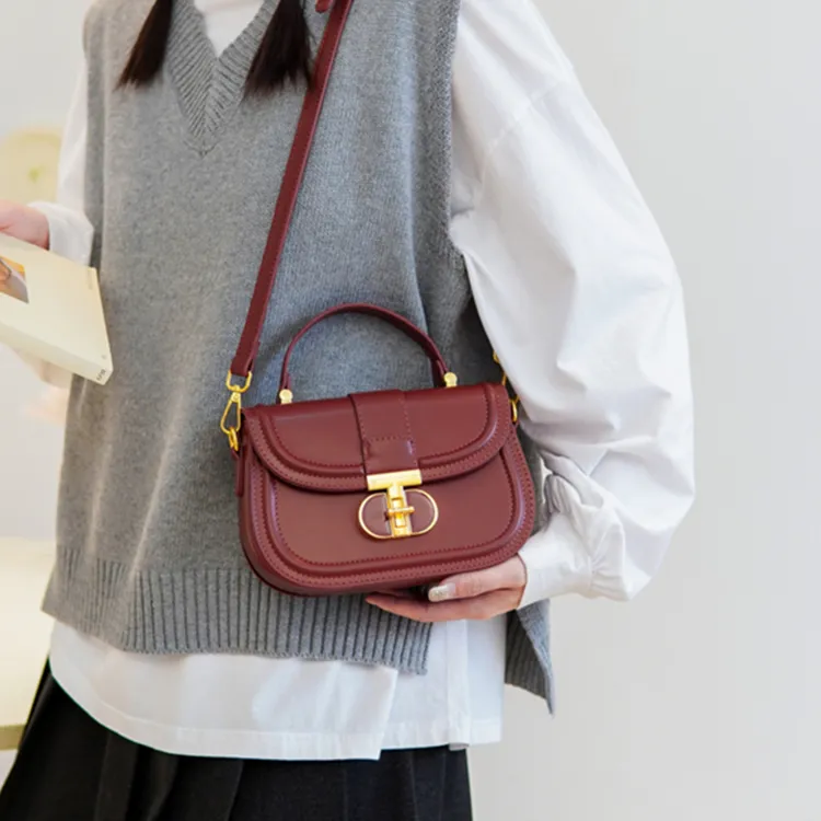 SUPERCUTE PU Shoulder Bag Crossbody Bag Women's Mocha/Romanian Red/Ecru Black-9