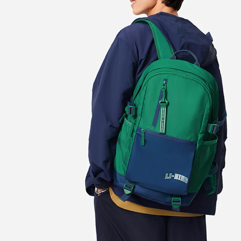 LiNing Polyester Backpack Unisex Zinc Green & Dark Prussian Blue-8