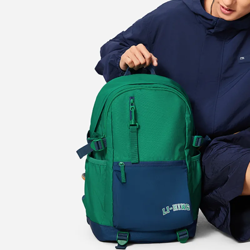 LiNing Polyester Backpack Unisex Zinc Green & Dark Prussian Blue-7