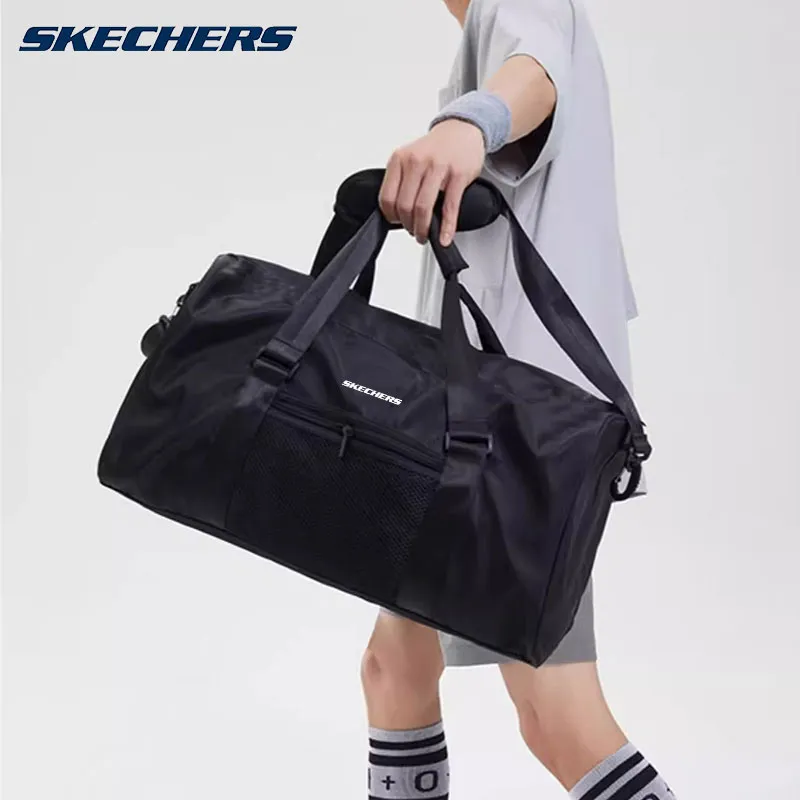 Skechers Polyester Gym Bag Travel Bag Large Size Unisex Black-4
