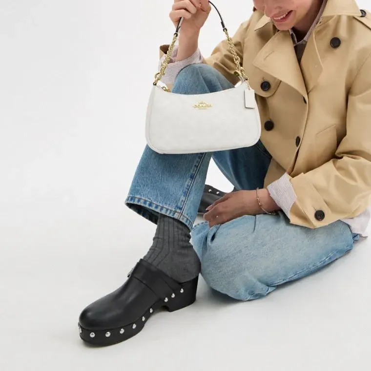 COACH Teri Artificial Leather Crossbody Bag Shoulder Bag Medium Size Women's Chalk White-5