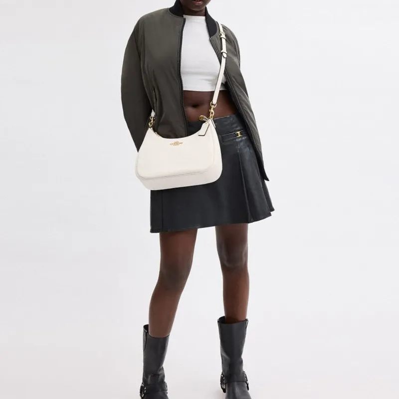 COACH Teri Cow Leather Portable Crossbody Bag, Shoulder Bag Tubas Women's Chalk White-3