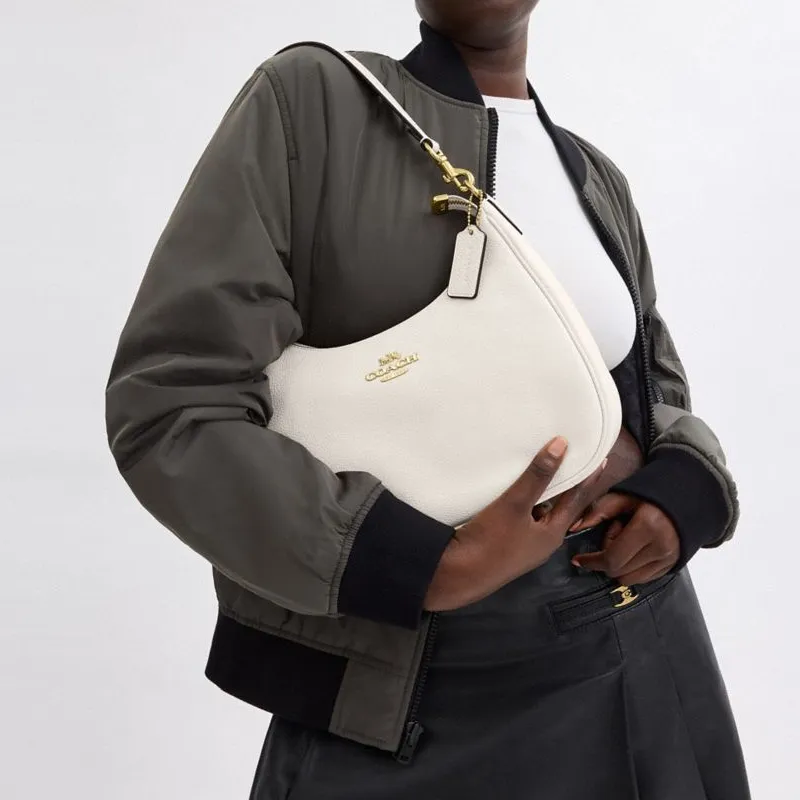 COACH Teri Cow Leather Portable Crossbody Bag, Shoulder Bag Tubas Women's Chalk White-4