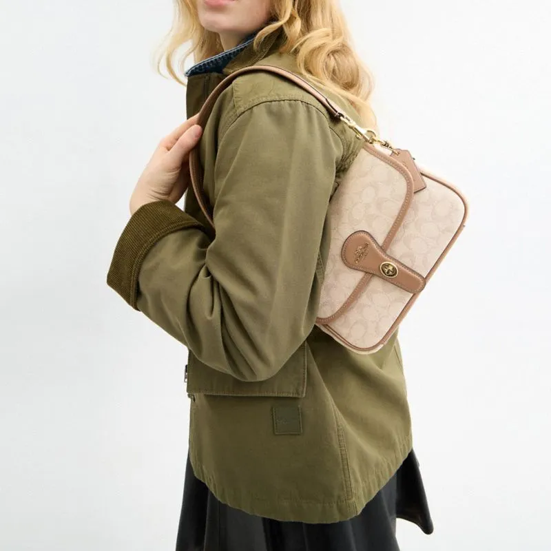 COACH Hadley Fabric Portable Crossbody Bag Shoulder Bag Women's Dark Natural-3