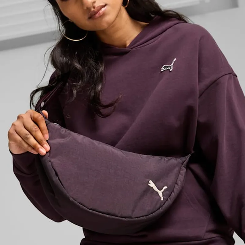 PUMA Nylon Shoulder Bag, Crossbody Bag Extra Large Women's Midnight Plum-2