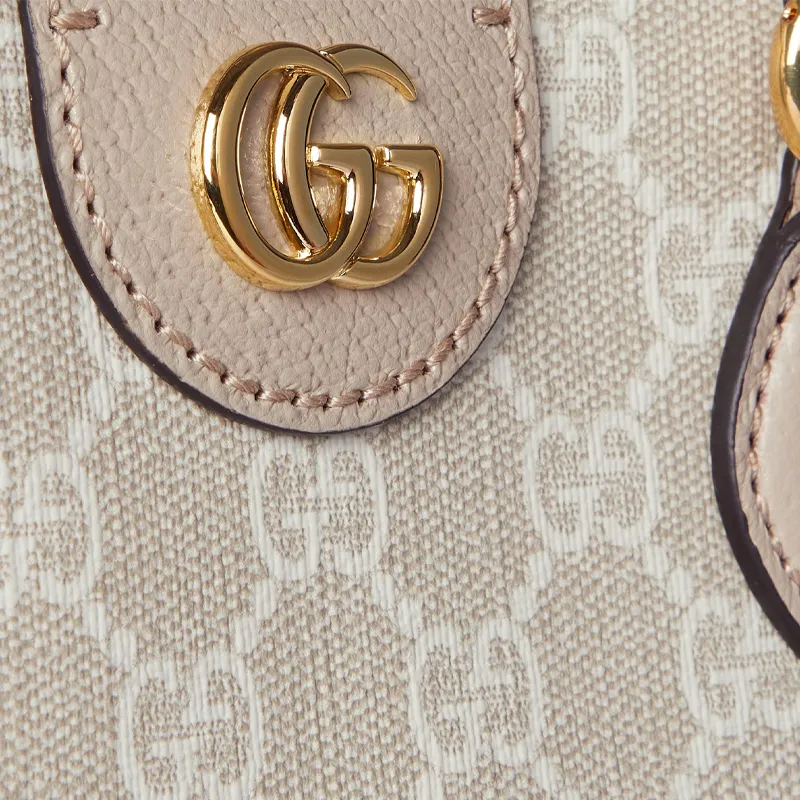 GUCCI Ophidia Canvas With Leather Binding Canvas Bag Tote Bag Shopping Bag Handbag Small Size Women's Ecru & White-6