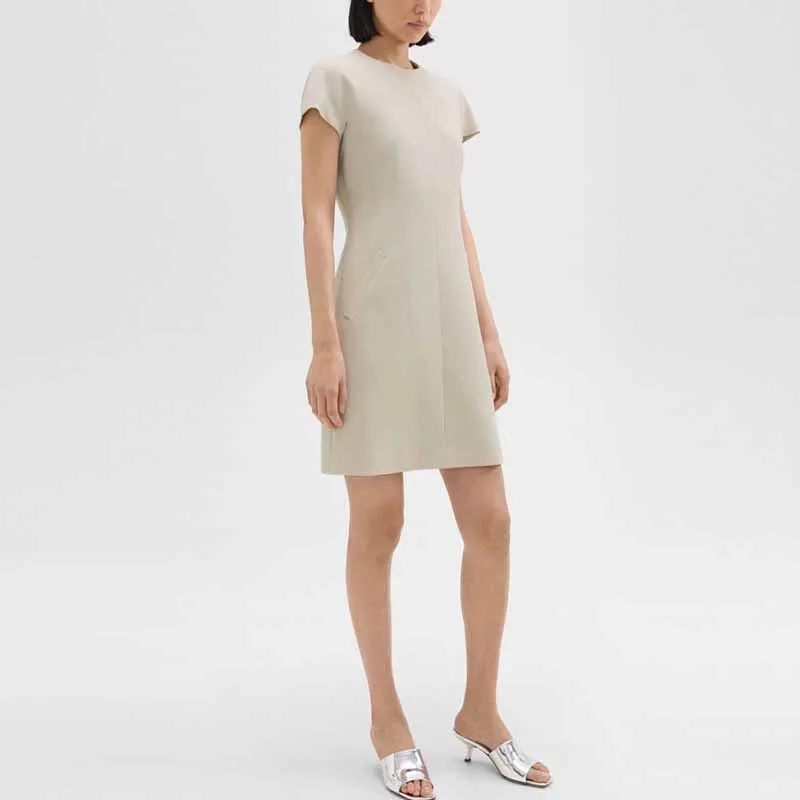 THEORY Short-Sleeved Dresses Women's Stone White-1