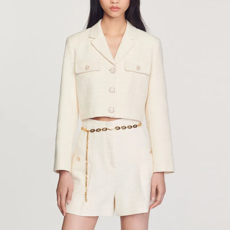 Sandro High-waisted Tweed Shorts-3
