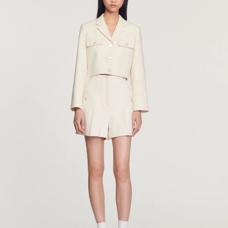 Sandro High-waisted Tweed Shorts-1