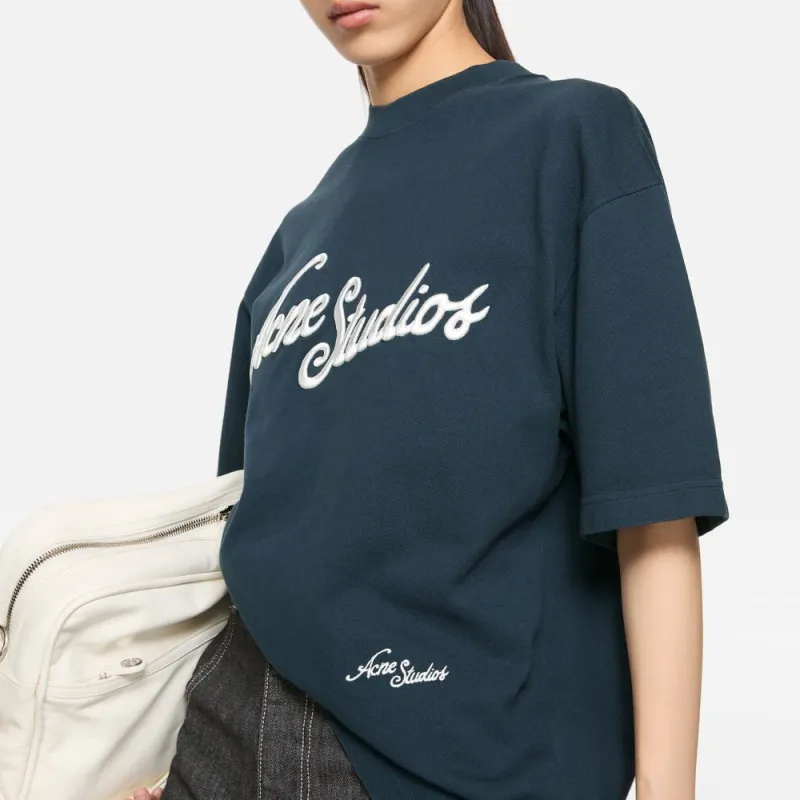 Acne Studios Logo embroidered T shirt-4