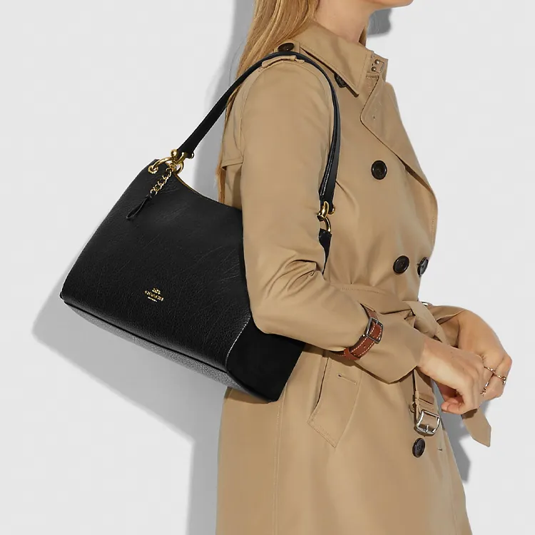 COACH Mia Leather Suede Bonded Portable Crossbody Bag Shoulder Bag Women's Black-2