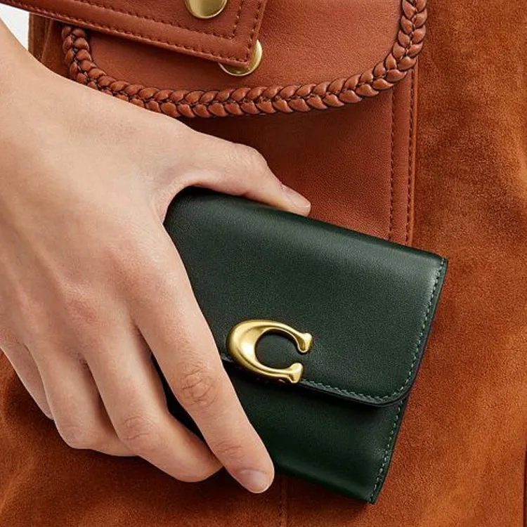 COACH Bandit Cow Leather Wallet Women's Dark Green-4