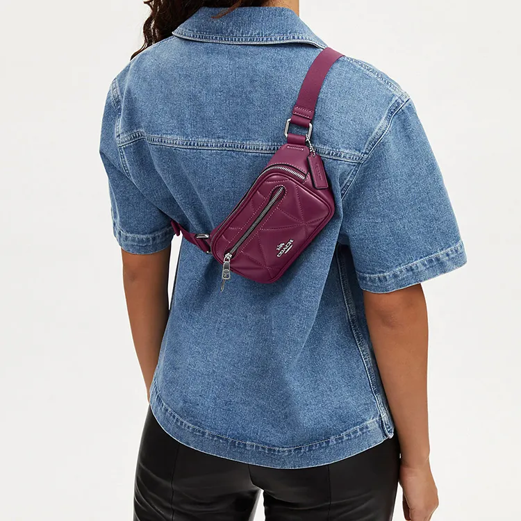 COACH Leather Shoulder Bag, Crossbody Bag, Sling Bag, Fanny Pack Trumpets Women's Purple-3