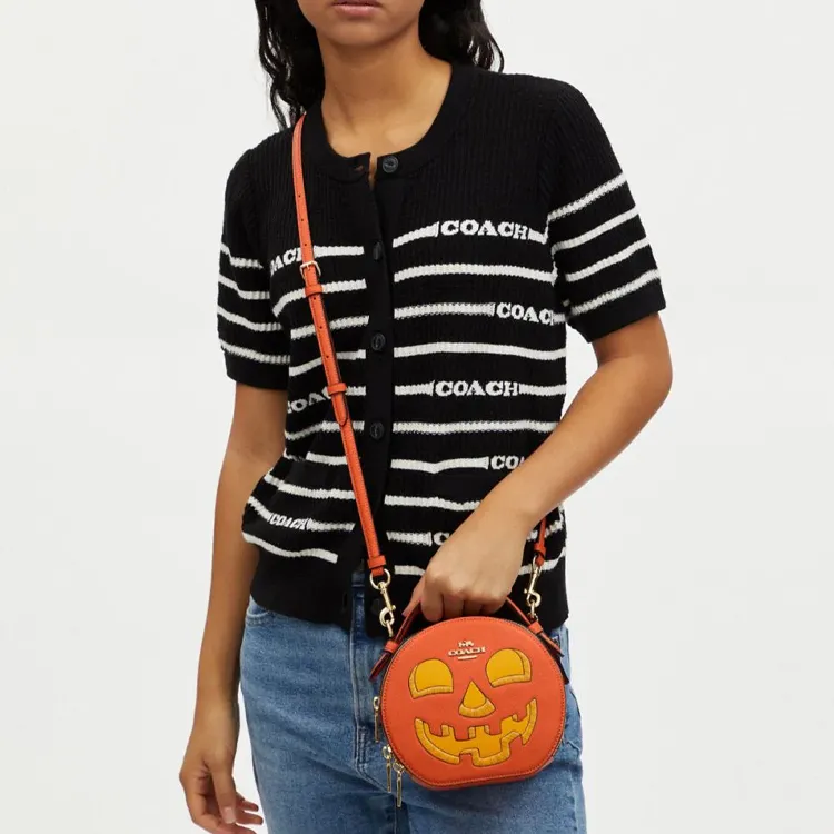 COACH Canteen Leather Handbag, Shoulder Bag, Crossbody Bag Trumpets Women's Orange-3