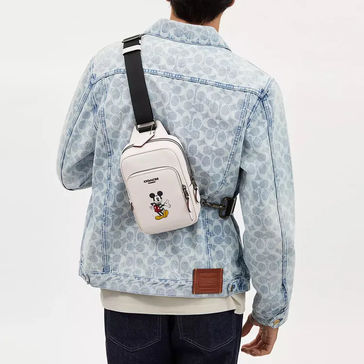 COACH Disney Collaboration Track Calfskin Fanny Pack Shoulder Bag Crossbody Bag Sling Bag Mini Women's White-3