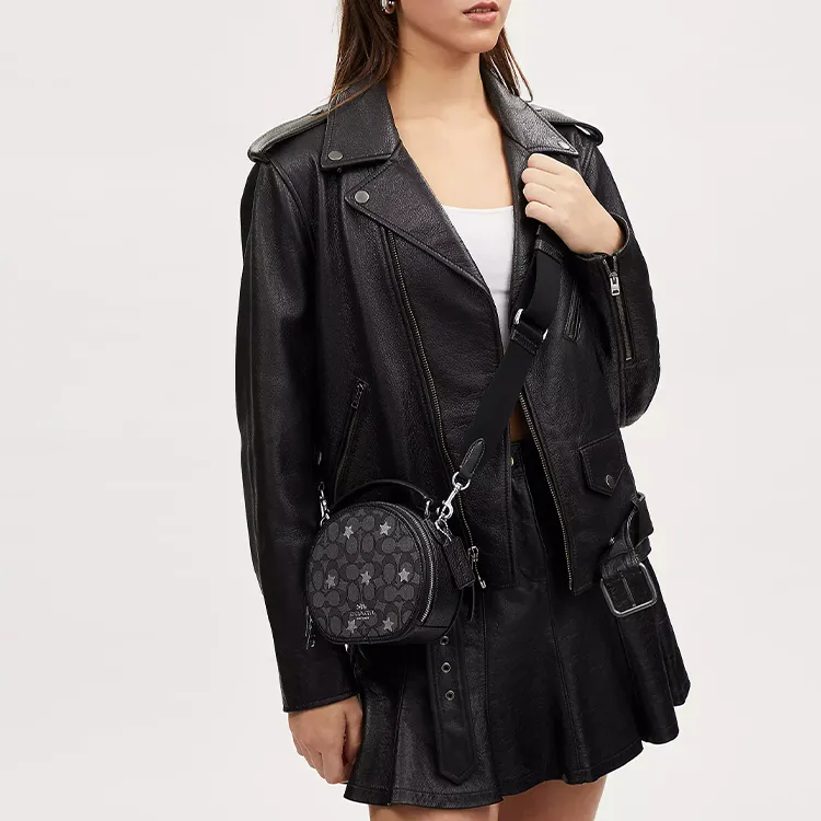 COACH Canteen Eggstone Grain Leather Handbag Shoulder Bag Crossbody Bag Small Size Women's Black-3