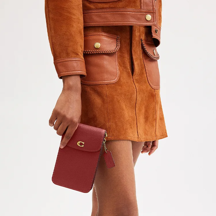 COACH Polished Pebble Leather Shoulder Bag, Crossbody Bag Regular Women's Enamel Red-3
