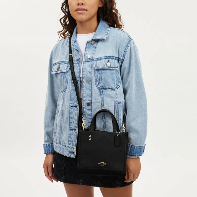 COACH Leather Sheet Music Bag Tote Bag Shopping Bag Shoulder Bag Crossbody Bag Handbag Small Size Women's Black-7