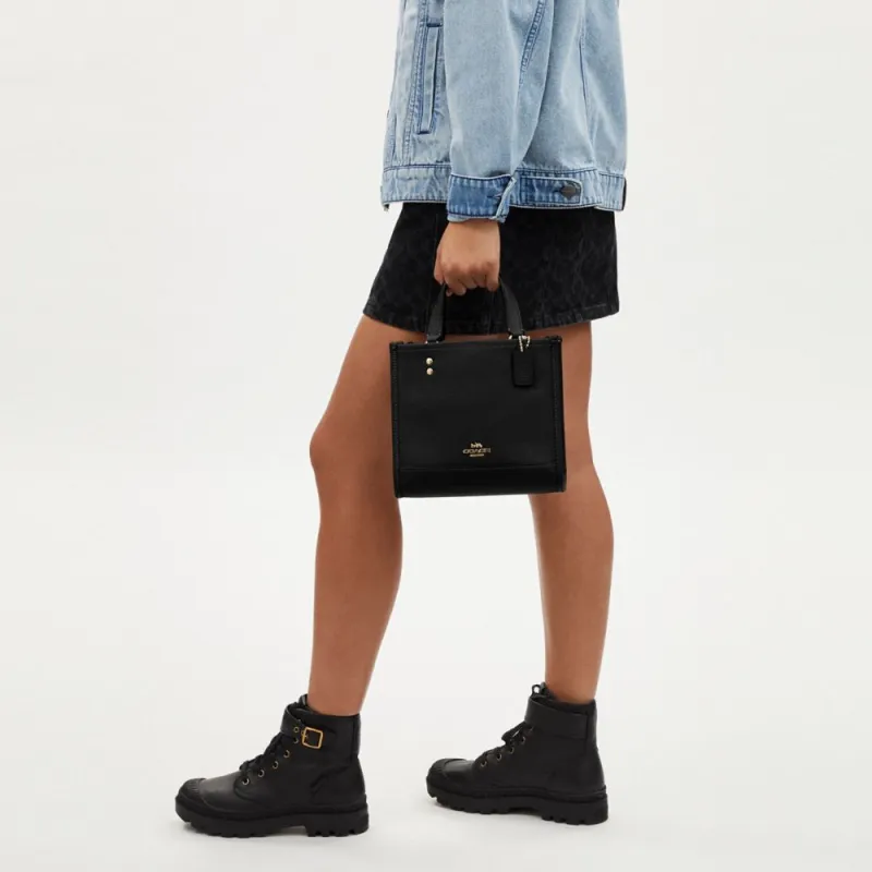 COACH Leather Sheet Music Bag Tote Bag Shopping Bag Shoulder Bag Crossbody Bag Handbag Small Size Women's Black-8