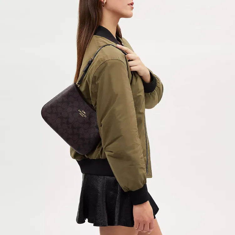 COACH Penelope Canvas With Leather Handbag Shoulder Bag Medium Size Women's Coffee-3