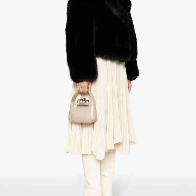 Alexander McQueen Calfskin Handbag Mini Women's Camel-4