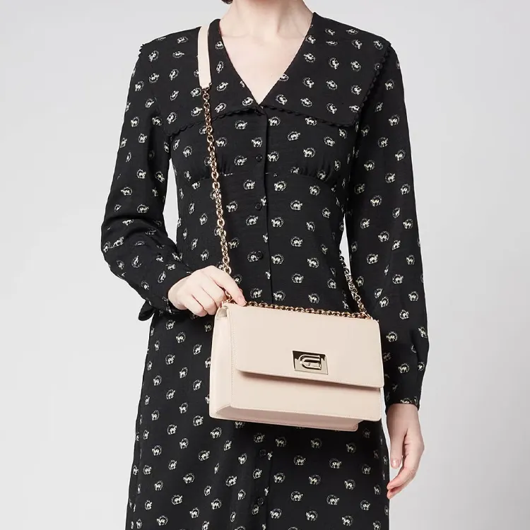 Furla Leather Chain Bag, Crossbody Bag Mini Women's Light Pink-5