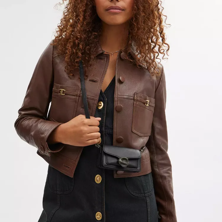 COACH Tabby Leather God Of Wine Bag, Shoulder Bag, Crossbody Bag Mini Women's Matte Black & Black-6
