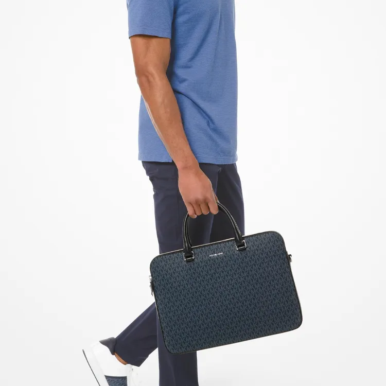 MICHAEL KORS MK Cooper Artificial Leather One Shoulder Handbag Briefcase Large Size Men's Marine Blue-4