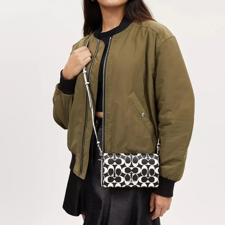 COACH Anna Canvas With Leather Clutch, Shoulder Bag, Crossbody Bag Small Size Women's Black-3