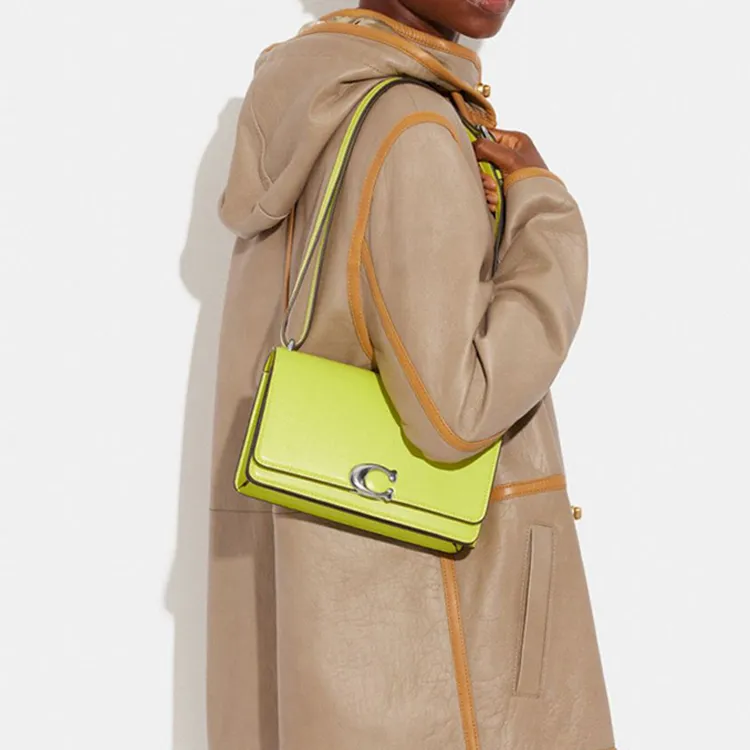 COACH Bandit Cow Leather Crossbody Bag Shoulder Bag Women's Neon Yellow-3