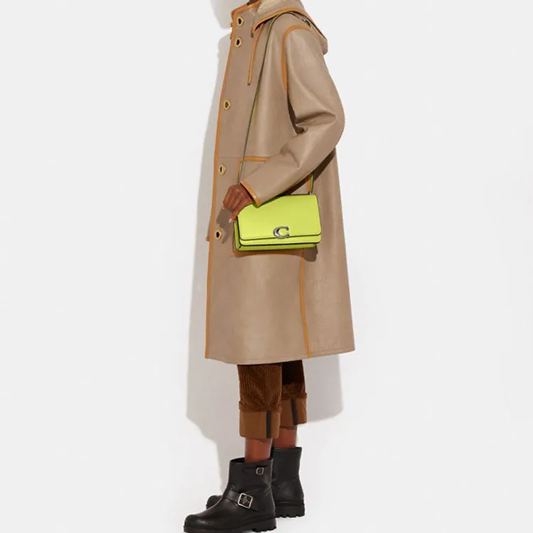 COACH Bandit Cow Leather Crossbody Bag Shoulder Bag Women's Neon Yellow-4