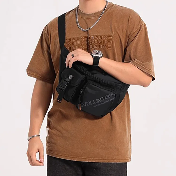 Volunteer Fashion Men's Oxford Shoulder Bag Medium Size Men's Black/Gray-5