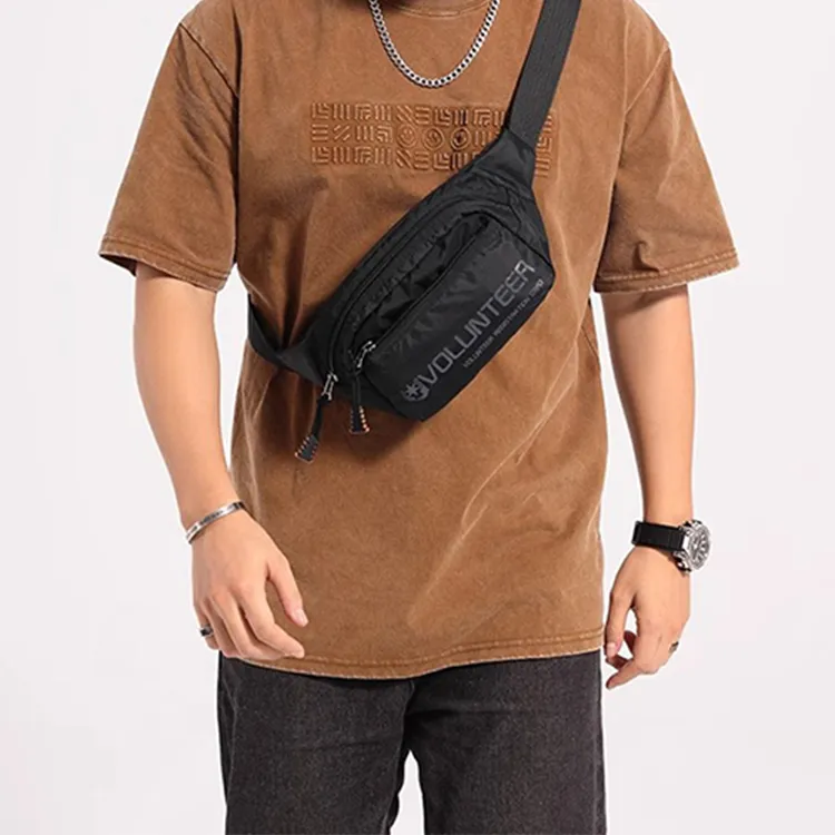 Volunteer Fashion Men's Oxford Shoulder Bag Medium Size Men's Black/Gray-4