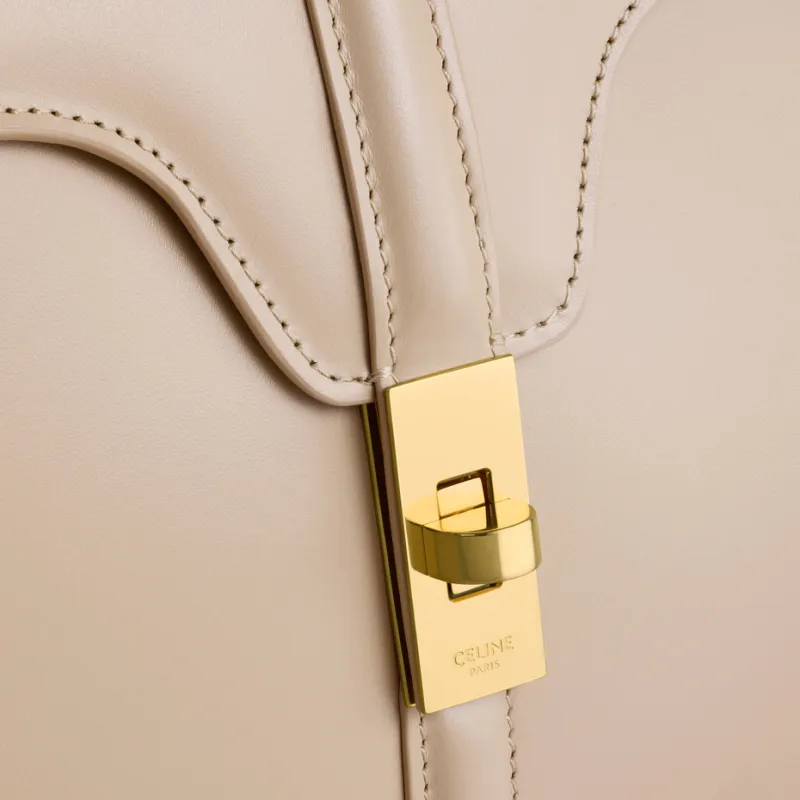 CELINE Calfskin Shoulder Bag, Crossbody Bag, Handbag Small Size Women's Light Beige-4