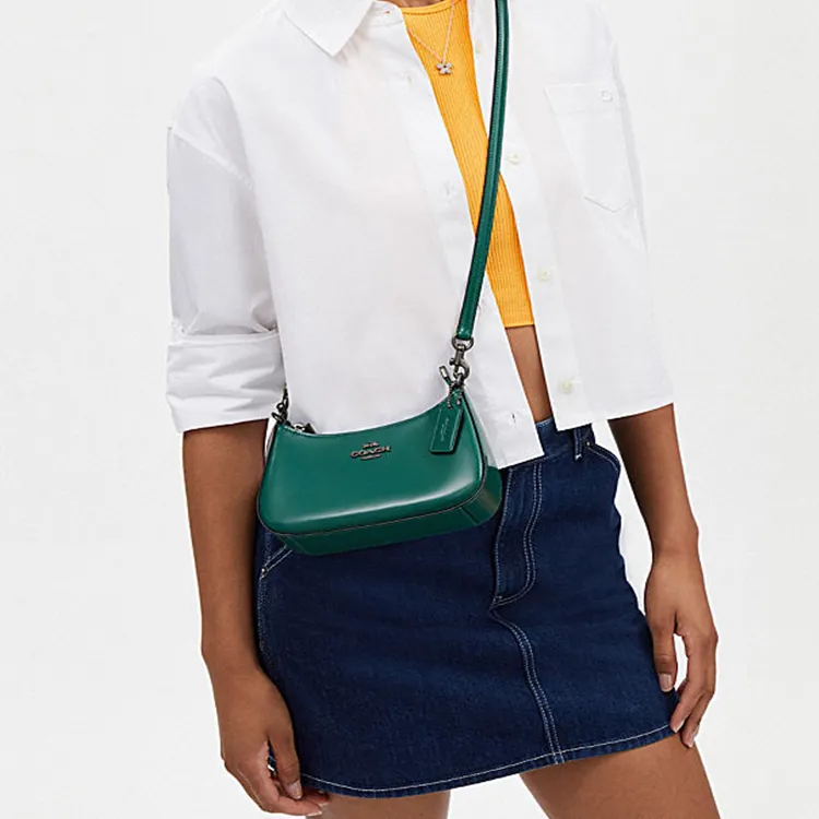 COACH Teri Cow Leather Crossbody Bag Shoulder Bag Small Size Women's Emerald Green-3