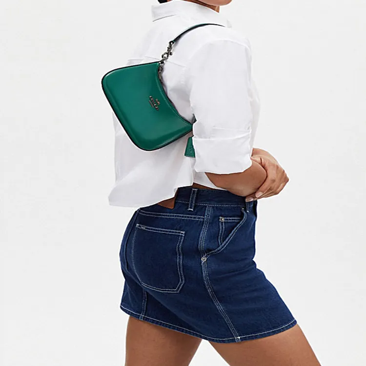 COACH Teri Cow Leather Crossbody Bag Shoulder Bag Small Size Women's Emerald Green-4