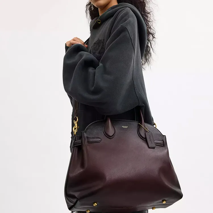 COACH Empire Carryall Grain Leather Shoulder Bag, Crossbody Bag, Handbag Tubas Women's Maple-3