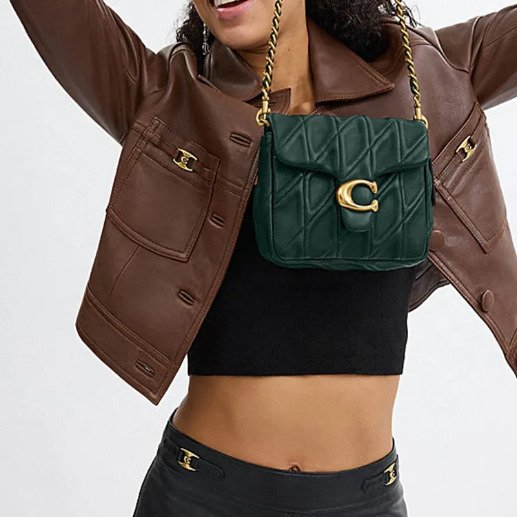 COACH Tabby Sheepskin Crossbody Bag Shoulder Bag Small Size Women's Jungle Green-4