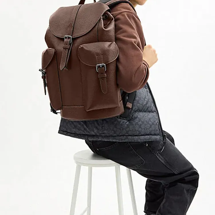 COACH Cow Leather With Fabric Backpack Tubas Men's Maple Leaf-4