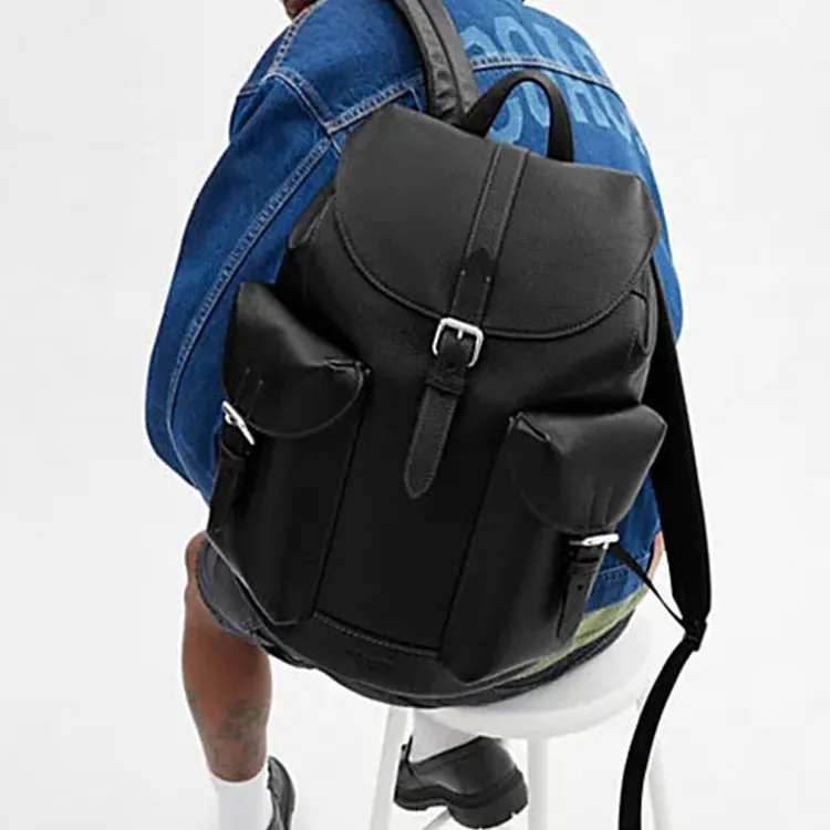 COACH Cow Leather Backpack Large Size Men's Black-3