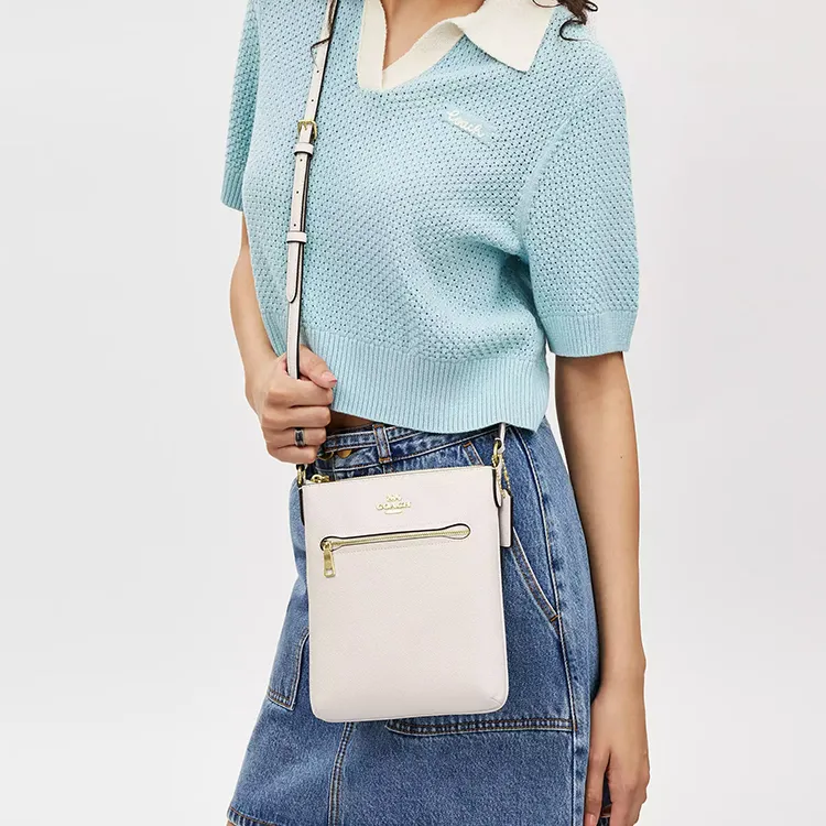 COACH Rowan Recycled Leather Shoulder Bag, Crossbody Bag Mini Women's Chalk White-3