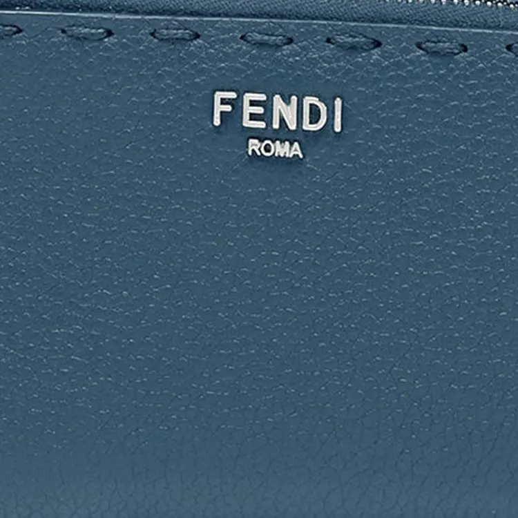 FENDI Peekaboo Calfskin Coin Purse Women's Blue-4