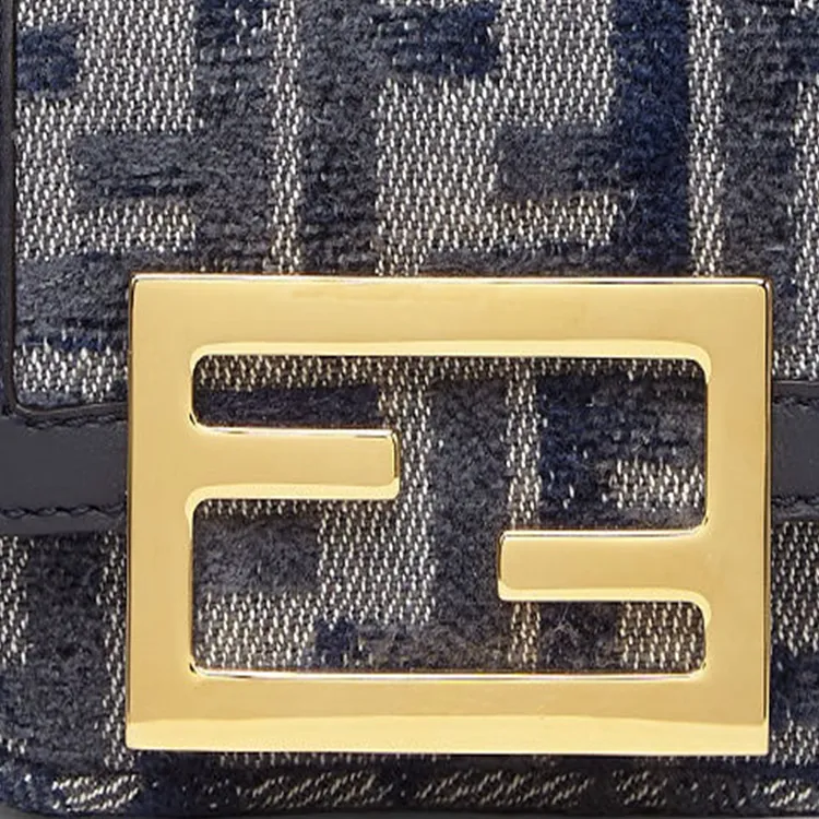 FENDI Cotton With Polyester One Shoulder Crossbody Charm Bag Merch Mini Women's Dark Blue-4