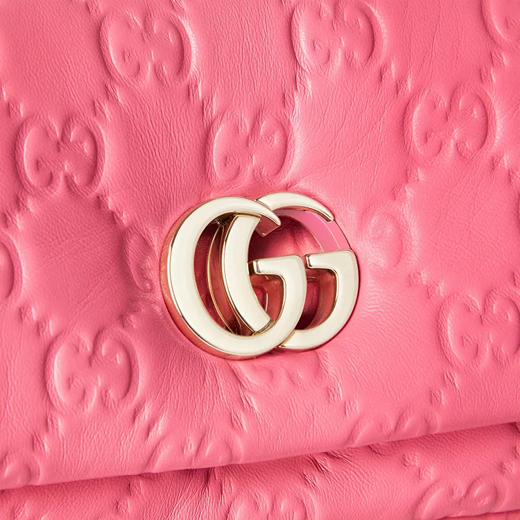 GUCCI Puffy Leather Crossbody One Shoulder Handbag Mini Women's Pink-5
