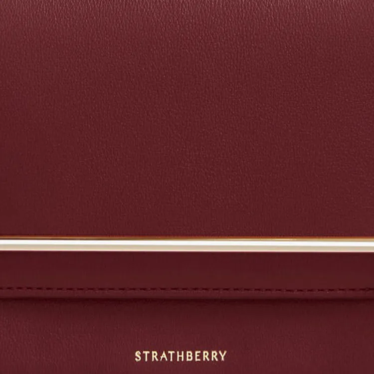 Strathberry Calfskin Shoulder Bag Crossbody Bag Mini Women's Deep Red-4