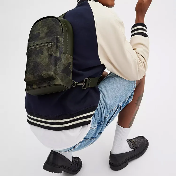 COACH West Coated Canvas Sling Bag, Crossbody Bag Trumpets Men's Green-4